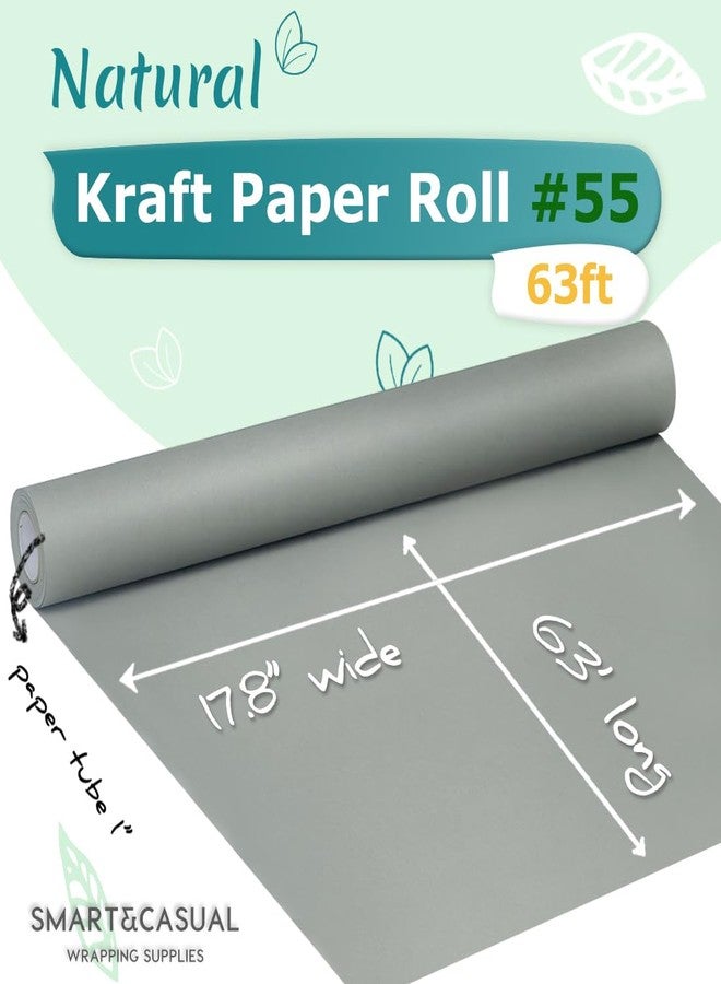 SMART&CASUAL 17.8" x 760" (63') Light Grey Kraft Craft Paper Roll for Gift Wrapping Bulletin Board Bouquet Flower Kids Art Packing Parcel Table Covering 80GSM 55LB (Light Grey, 17.8" x 63') - Image 2